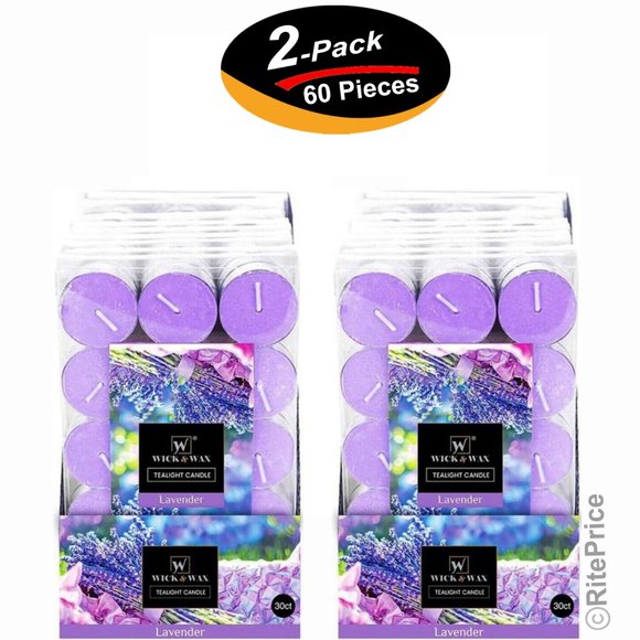 60PCS Lavender Tealight Candles Highly Scented w/ Essential & Natural Oil (2 Pk) - Picture 1 of 10